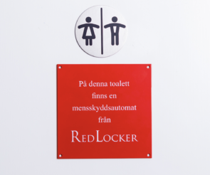 Red plaque for bathoom door